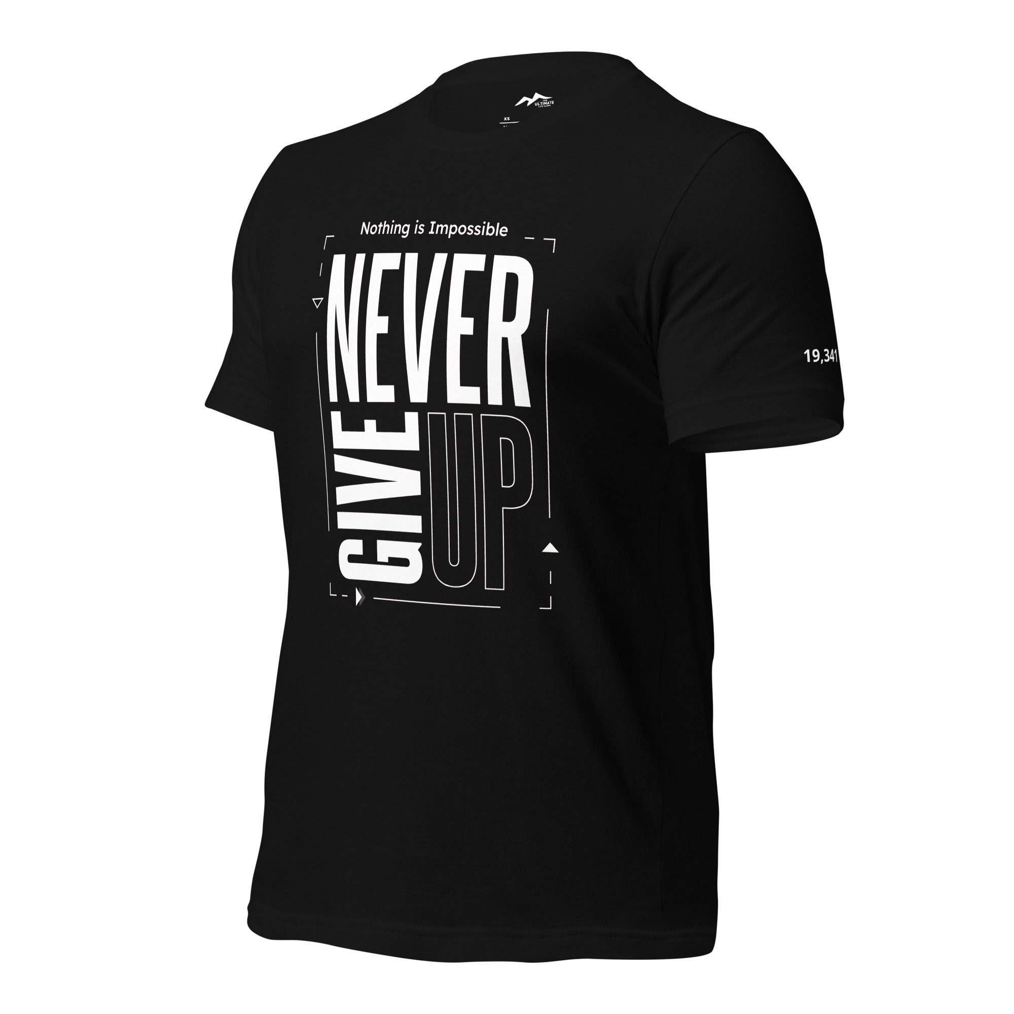 NEVER GIVE UP UNISEX T-SHIRT - BLACK 2 NEVER GIVE UP UNISEX T-SHIRT - BLACK - Image 2