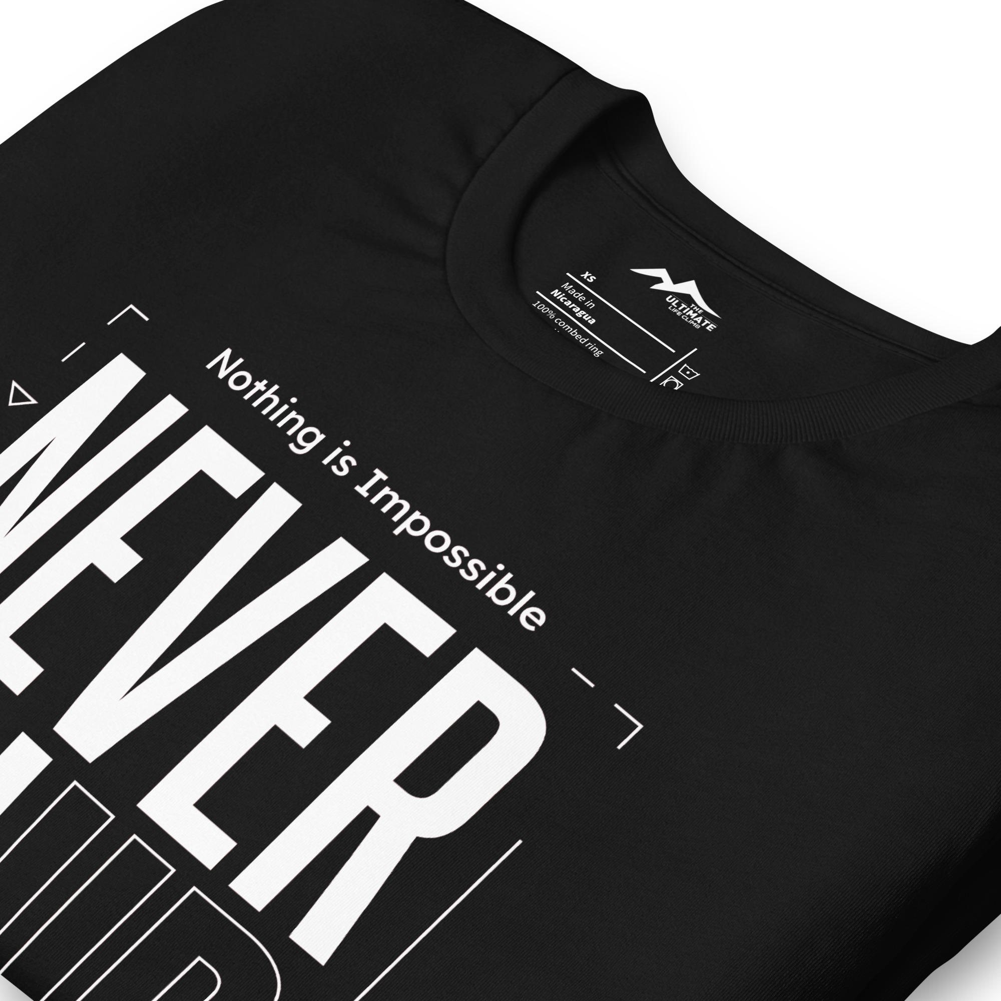 NEVER GIVE UP UNISEX T-SHIRT - BLACK 3 NEVER GIVE UP UNISEX T-SHIRT - BLACK - Image 3